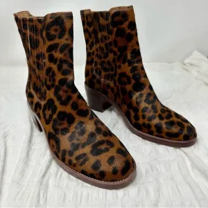NWOT Madewell Calf-hair Leopard Print Ankle Boots- Size 7