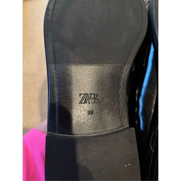 NWOT Zara faux leather penny loafers
