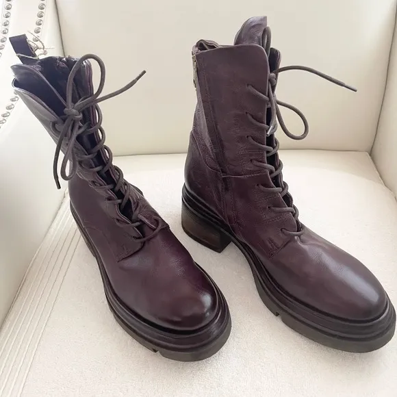 NWT A.S.98 Elvin Boots Mid-calf Eggplant