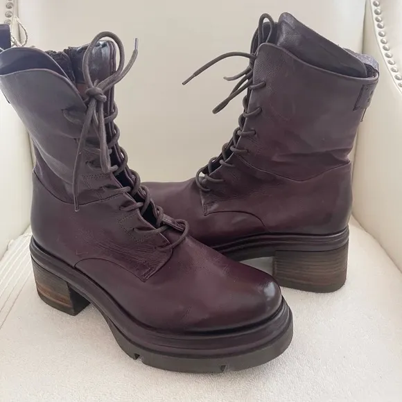 NWT A.S.98 Elvin Boots Mid-calf Eggplant