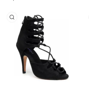 NWT BURJU Amalia Open Toe Lace Up Heeled Sandals | Black | Size 5.5