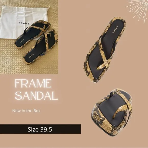 NWT FRAME Le Montauk Criss Cross Sandals, Size 39.5 Euro/9 US, Python Multi
