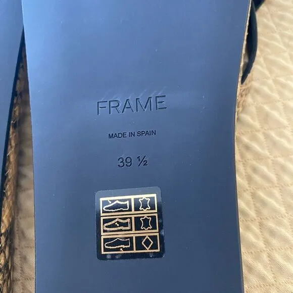 NWT FRAME Le Montauk Criss Cross Sandals, Size 39.5 Euro/9 US, Python Multi
