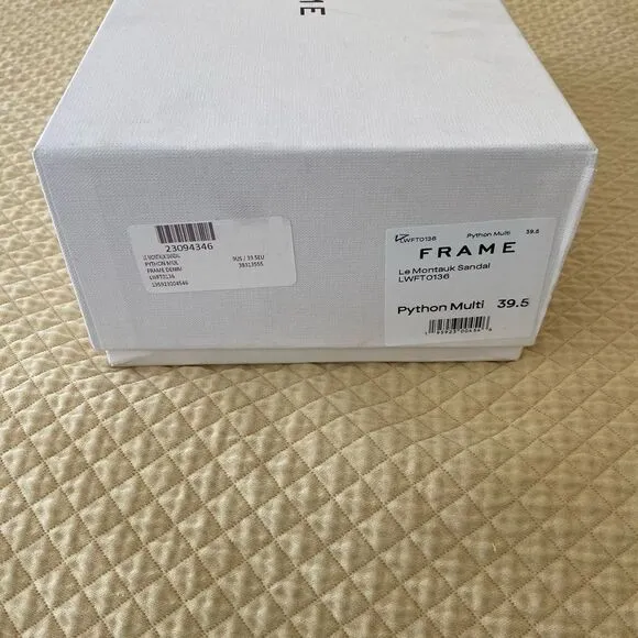 NWT FRAME Le Montauk Criss Cross Sandals, Size 39.5 Euro/9 US, Python Multi