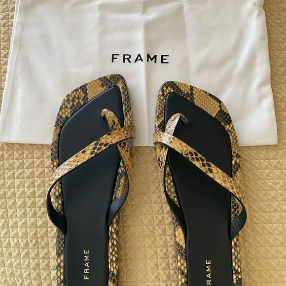 NWT FRAME Le Montauk Criss Cross Sandals, Size 39.5 Euro/9 US, Python Multi