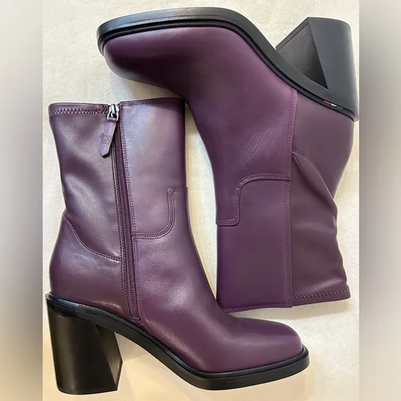 NWT Franco Sarto Penelope Plum Leather Mid-Calf Boot Size 9M