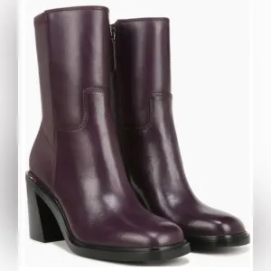 NWT Franco Sarto Penelope Plum Leather Mid-Calf Boot Size 9M