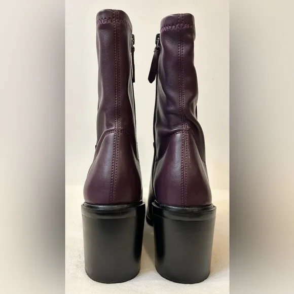 NWT Franco Sarto Penelope Plum Leather Mid-Calf Boot Size 9M
