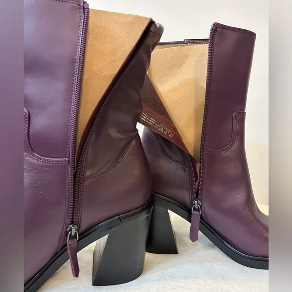 NWT Franco Sarto Penelope Plum Leather Mid-Calf Boot Size 9M