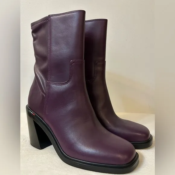NWT Franco Sarto Penelope Plum Leather Mid-Calf Boot Size 9M