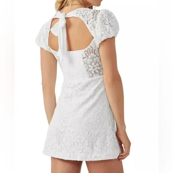 NWT Free People Hailee Lace Mini Dress in White, size M