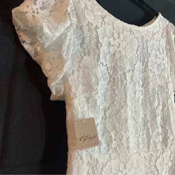 NWT Free People Hailee Lace Mini Dress in White, size M