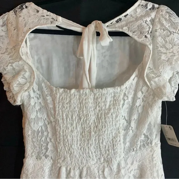 NWT Free People Hailee Lace Mini Dress in White, size M