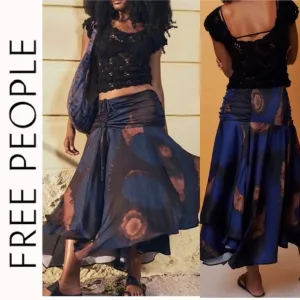 NWT Free People x House of AAMA Starry Eyes Handkerchief MIDI Skirt S