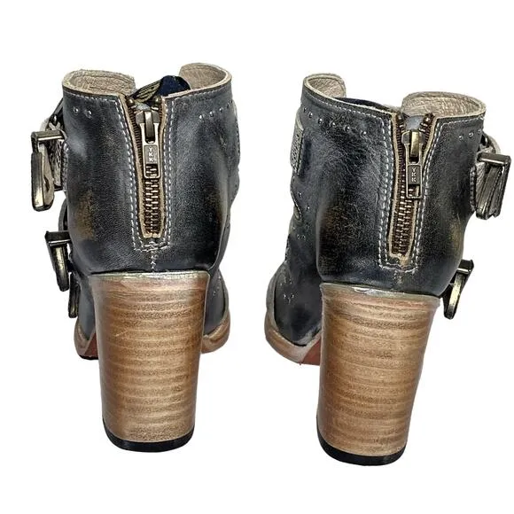 NWT Freebird by Steven VIOLET Snake Gray Buckle Leather Booties 10