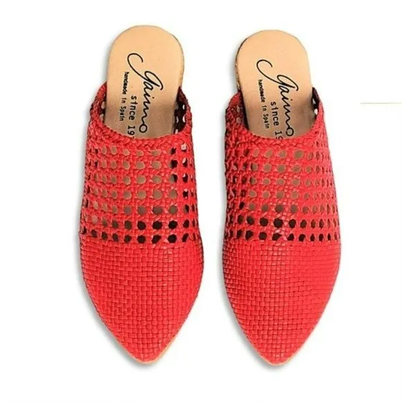 NWT GAIMO Made in Spain Leather Sandals Woven Espadrilles Mule