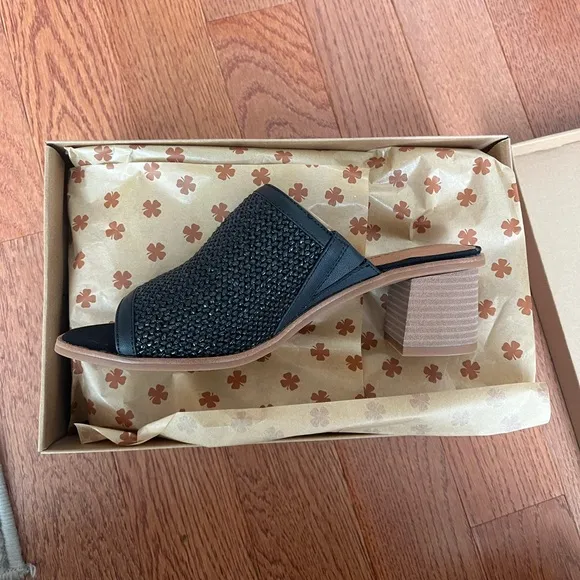 NWT LUCKY BRAND LENIRA SLIDE WEDGE SANDALS BLACK WEAVE BRAND NEW IN BOX