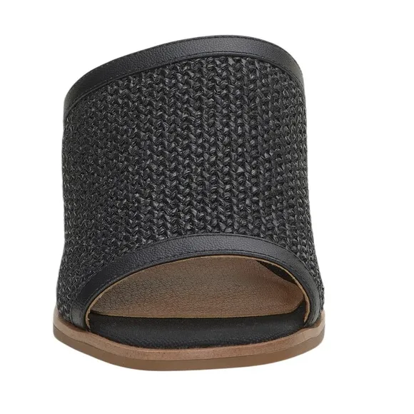 NWT LUCKY BRAND LENIRA SLIDE WEDGE SANDALS BLACK WEAVE BRAND NEW IN BOX