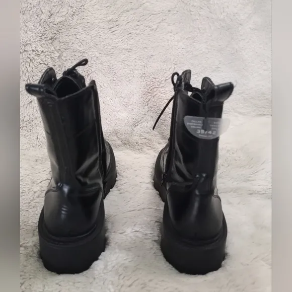 NWT Mango Classic Lug Soled Mini Platform Grunge Whimsigoth Goth Punk Moto Boots
