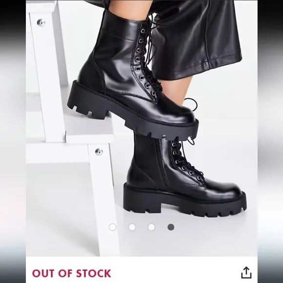 NWT Mango Classic Lug Soled Mini Platform Grunge Whimsigoth Goth Punk Moto Boots