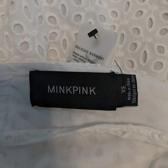 NWT MinkPink White Eyelet Cutout Juliana Anglaise Dress