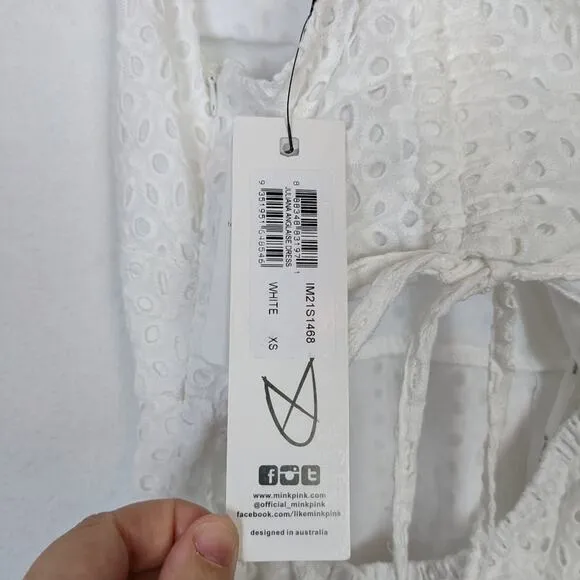 NWT MinkPink White Eyelet Cutout Juliana Anglaise Dress