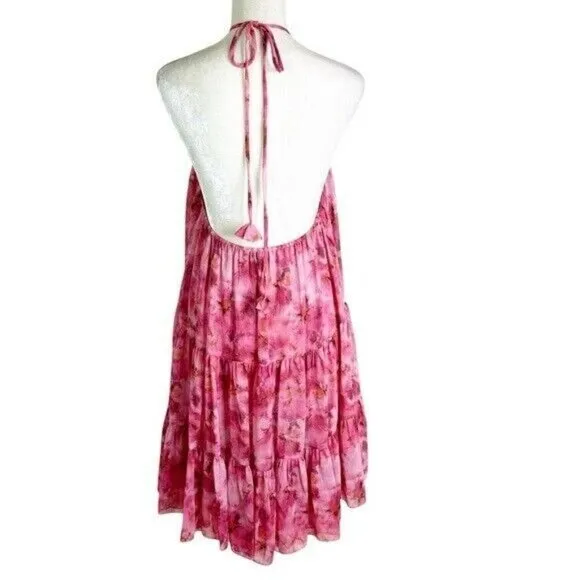 NWT MISA Los Angeles Sastra Mini Halter Dress Abstract Floral Size M