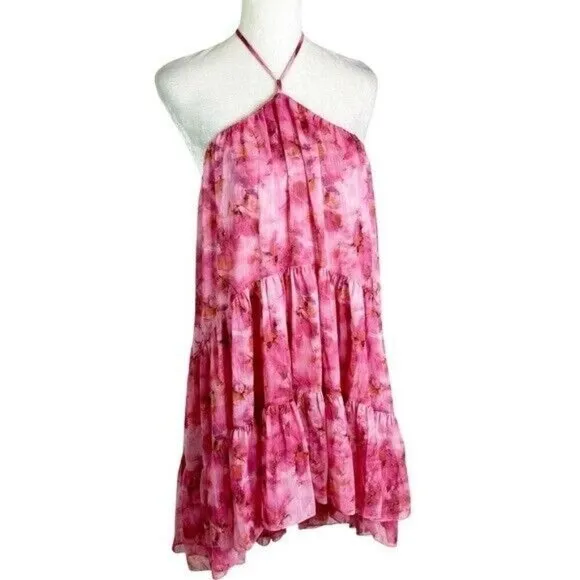 NWT MISA Los Angeles Sastra Mini Halter Dress Abstract Floral Size M