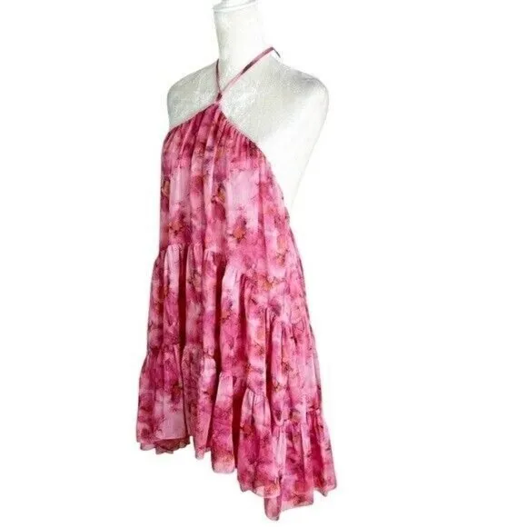 NWT MISA Los Angeles Sastra Mini Halter Dress Abstract Floral Size M