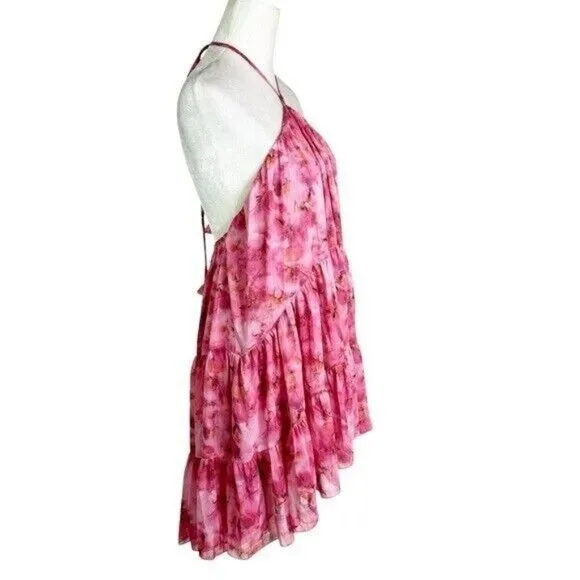 NWT MISA Los Angeles Sastra Mini Halter Dress Abstract Floral Size M