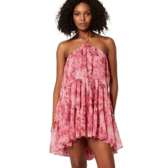 NWT MISA Los Angeles Sastra Mini Halter Dress Abstract Floral Size M