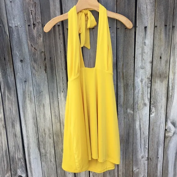 NWT NBD x Naven Grace Halter Mini Dress Yellow L