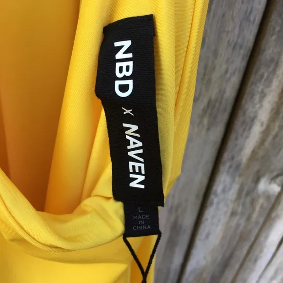 NWT NBD x Naven Grace Halter Mini Dress Yellow L