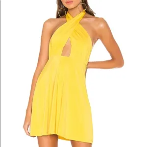 NWT NBD x Naven Grace Halter Mini Dress Yellow L