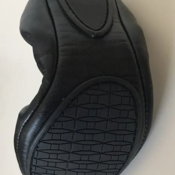 NWT New IOB Kate Spade Globe Foldable Ballerina Flats Black Nappa w/Dustbag