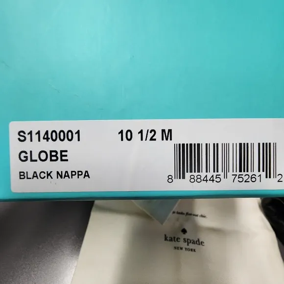 NWT New IOB Kate Spade Globe Foldable Ballerina Flats Black Nappa w/Dustbag