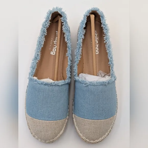 NWT Philip Hog Emma Blue Canvas Platform Espadrilles Women Size US 7 EU 37