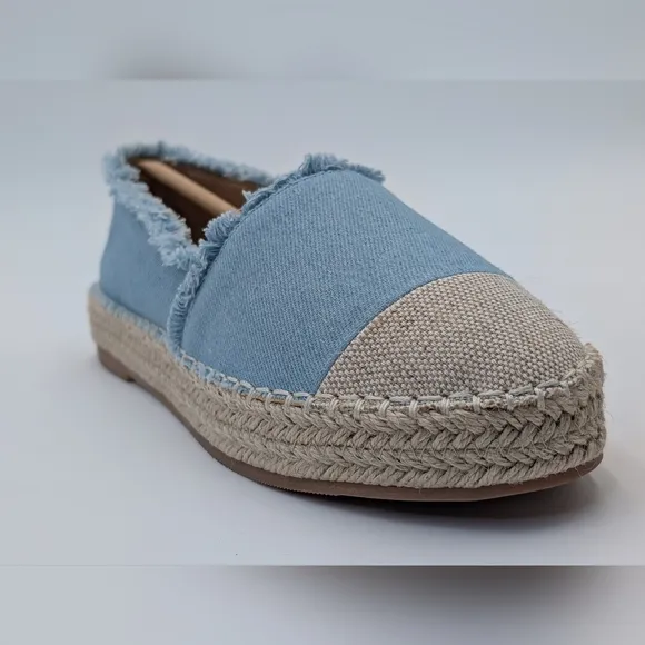 NWT Philip Hog Emma Blue Canvas Platform Espadrilles Women Size US 7 EU 37