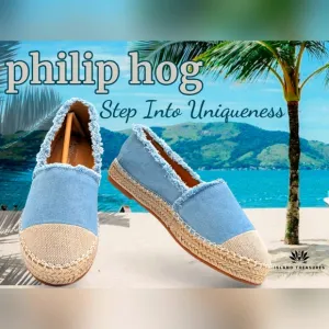 NWT Philip Hog Emma Blue Canvas Platform Espadrilles Women Size US 7 EU 37
