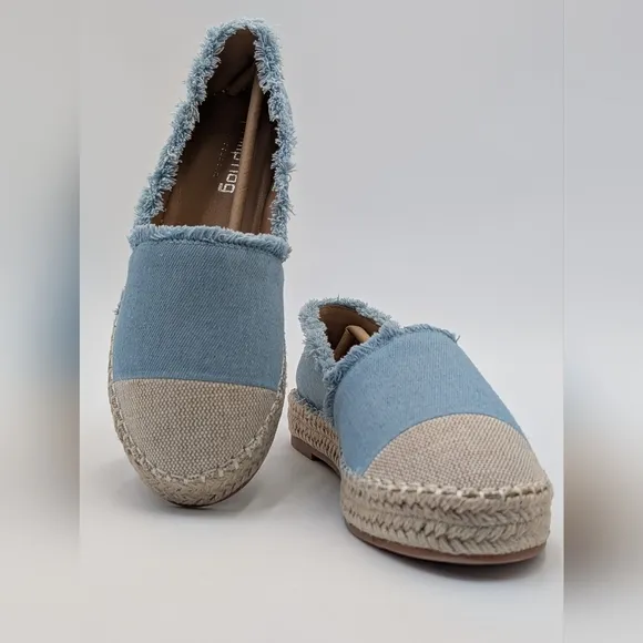 NWT Philip Hog Emma Blue Canvas Platform Espadrilles Women Size US 7 EU 37