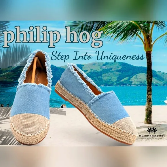 NWT Philip Hog Emma Blue Canvas Platform Espadrilles Women Size US 7 EU 37