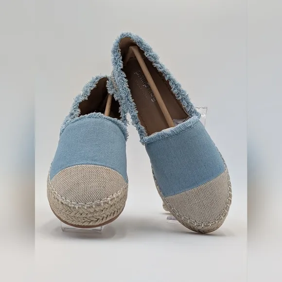 NWT Philip Hog Emma Blue Canvas Platform Espadrilles Women Size US 7 EU 37