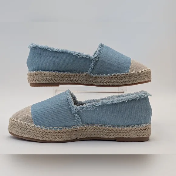 NWT Philip Hog Emma Blue Canvas Platform Espadrilles Women Size US 7 EU 37