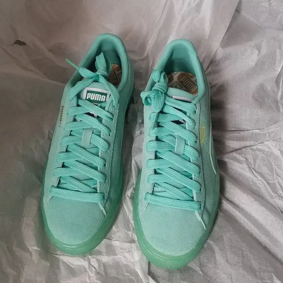 NWT Puma Suede Classic XXI Mint Green Blue Unisex Sneakers