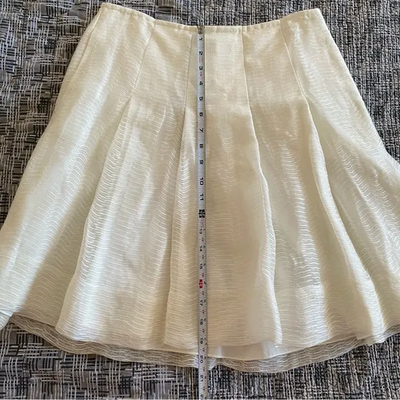 NWT Ralph Lauren Blue Label Silk &amp; Linen Ivory Cream Pleated Mini Skirt …