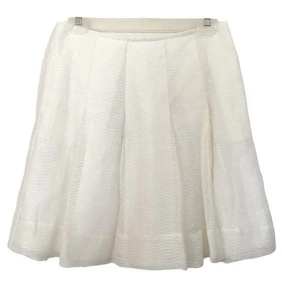 NWT Ralph Lauren Blue Label Silk &amp; Linen Ivory Cream Pleated Mini Skirt …