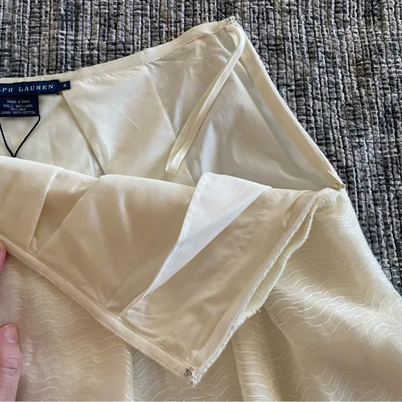 NWT Ralph Lauren Blue Label Silk &amp; Linen Ivory Cream Pleated Mini Skirt …