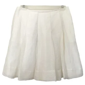NWT Ralph Lauren Blue Label Silk &amp; Linen Ivory Cream Pleated Mini Skirt …