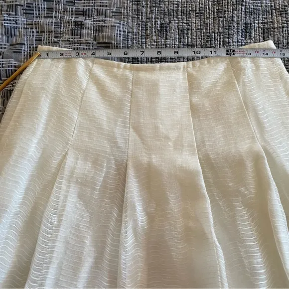 NWT Ralph Lauren Blue Label Silk &amp; Linen Ivory Cream Pleated Mini Skirt …