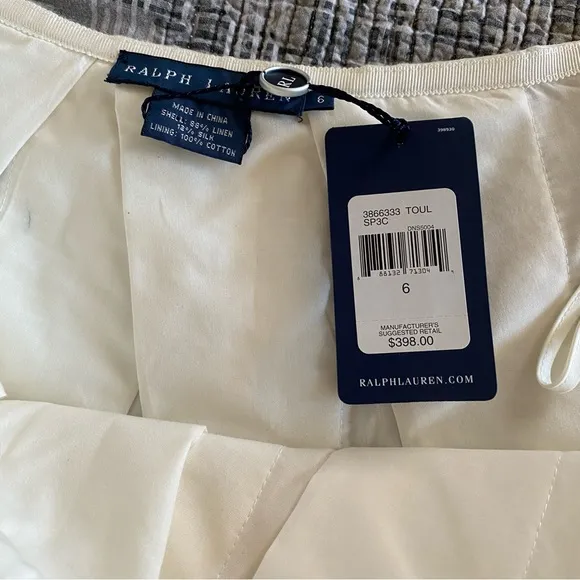 NWT Ralph Lauren Blue Label Silk &amp; Linen Ivory Cream Pleated Mini Skirt …